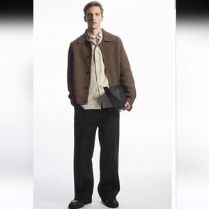 COS Alpaca Blend Ribbed Button Down Cardigan For Men Size XS